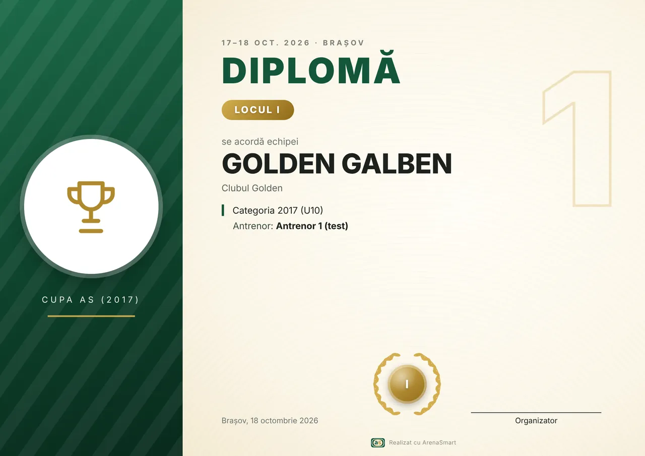 Diplomă generată din clasamentul final